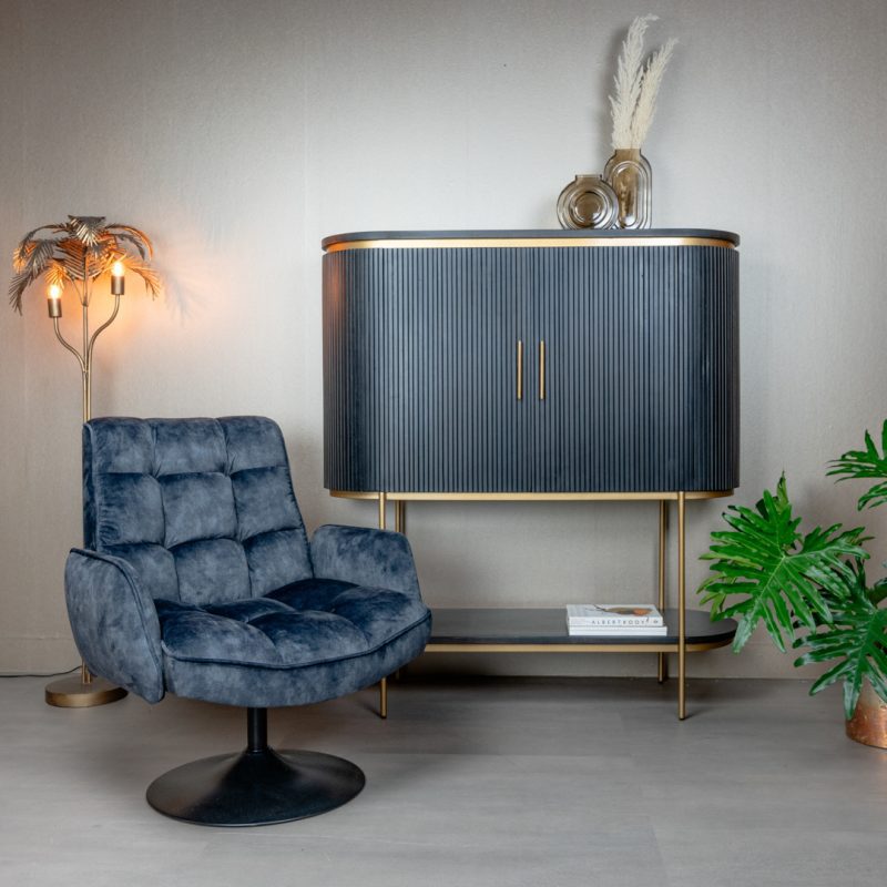 Fauteuil Draaibaar Coffeechair Tropea Velvet Dark Grey