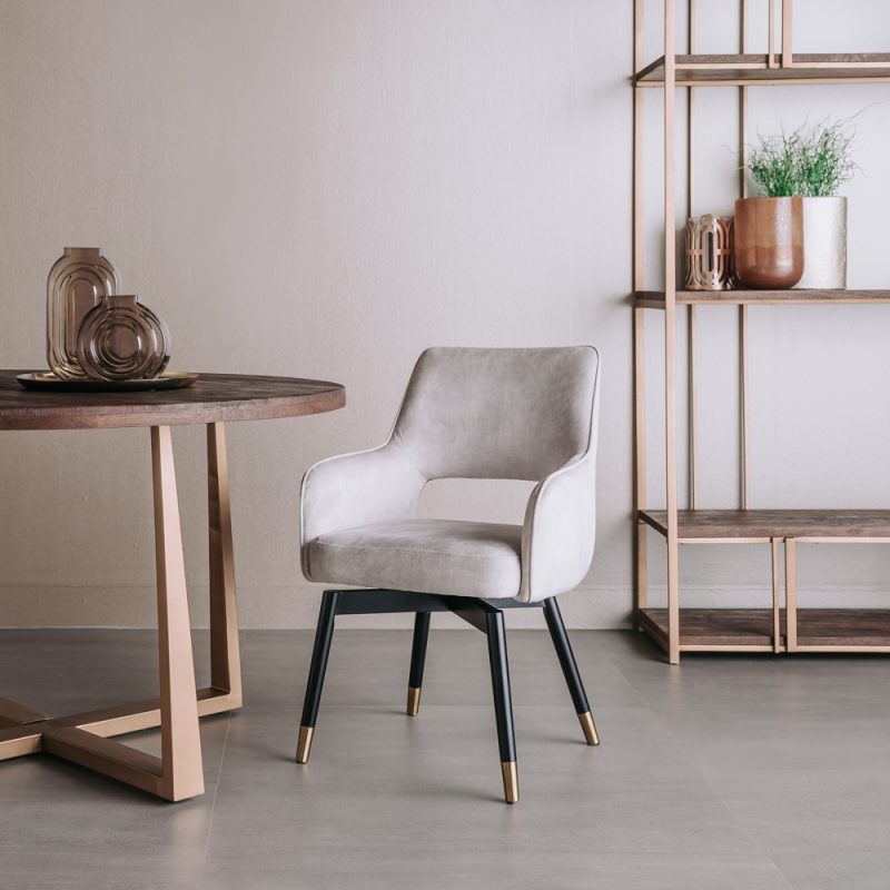 Armstoel Lenno Beige Velvet Draaiarmstoel