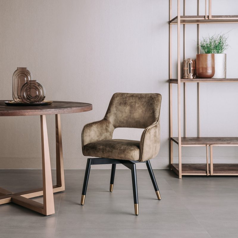 Armstoel Lenno Groen Velvet Draaiarmstoel