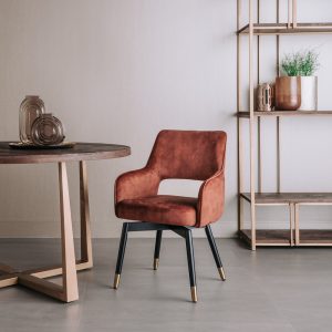 Armstoel Lenno Pearl Copper Velvet Draaiarmstoel