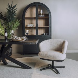 Armstoel Lounge Perca Ted Stof Off White Draaibaar