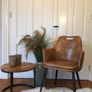 Armstoel Bravo Vintage Cognac zwart metaal