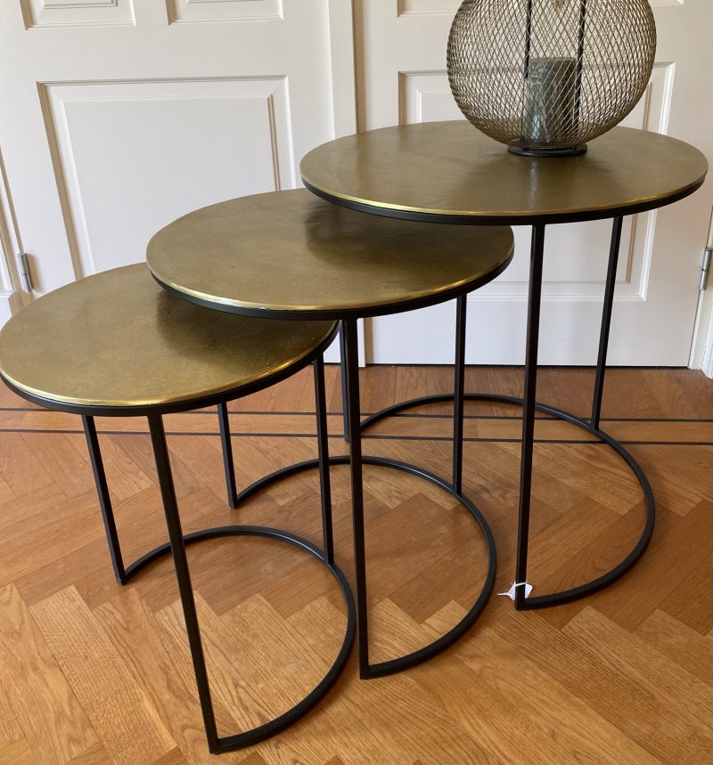 Bijzettafel set Amaro Rond Goud set van 3