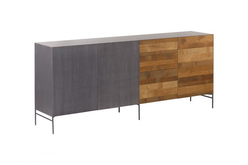 Dressoir Pandora Staal Teakhout 3 Deur 3 lades 220 cm Towerliving