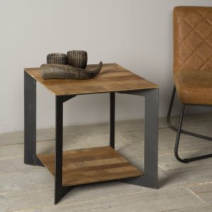 End Table Pandora Staal Teakhout 50x50 cm Towerliving