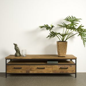 Tv meubel Livorno Recyceld Teakhout Met Staal 160cm Towerliving