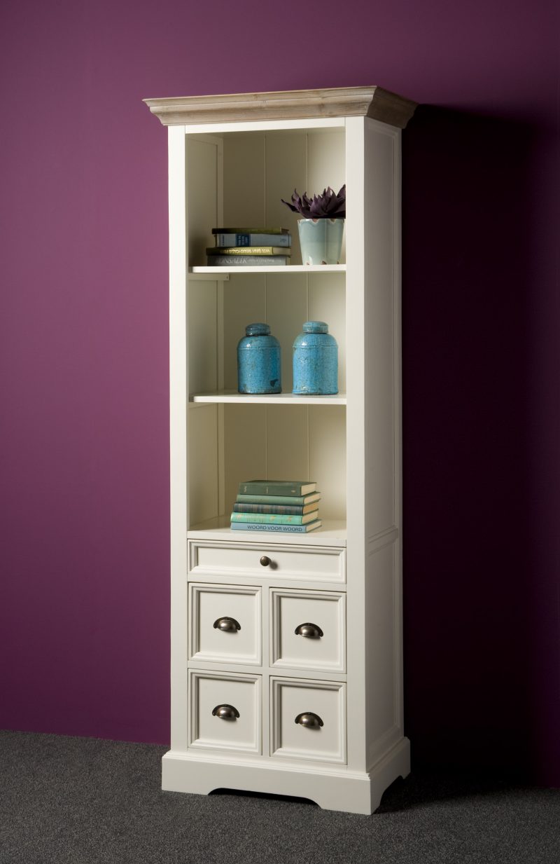 Boekenkast Fleur Landelijk Wit 66cm Towerliving