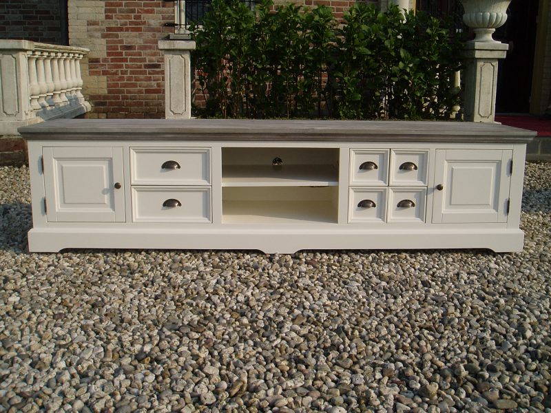 Tv Meubel Fleur Landelijk Wit 220cm