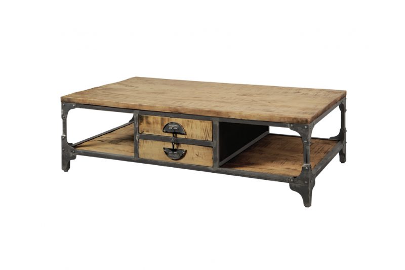 Salontafel Basto Metaal Mango Hout Brown 135cm Towerliving