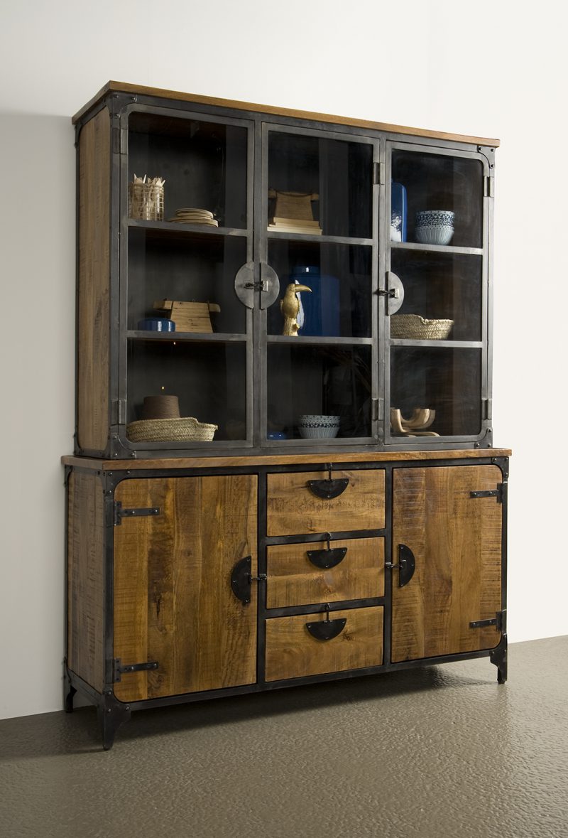 Cabinetkast Basto Metaal Mango Hout Brown 160cm Towerliving