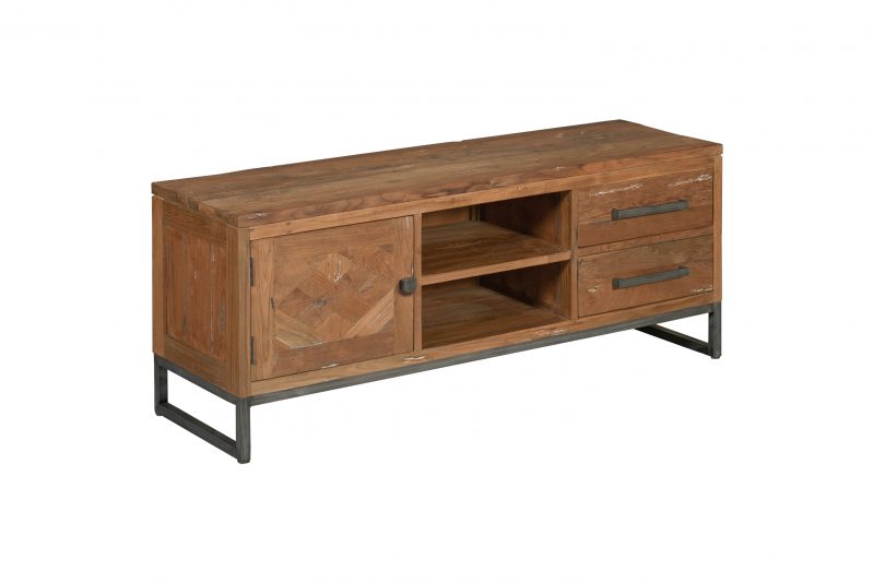 Tv Meubel Mascio Gereycled Teakhout Staal 145cm Towerliving