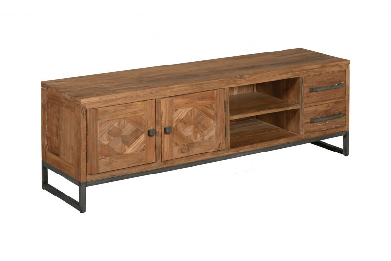 Tv Meubel Mascio Gereycled Teakhout Staal 180cm Towerliving