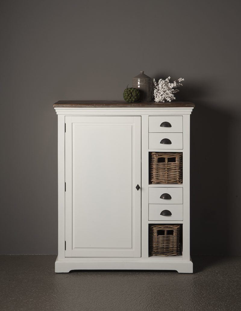 Cabinetkast Bristol Landelijk Wit 100cm