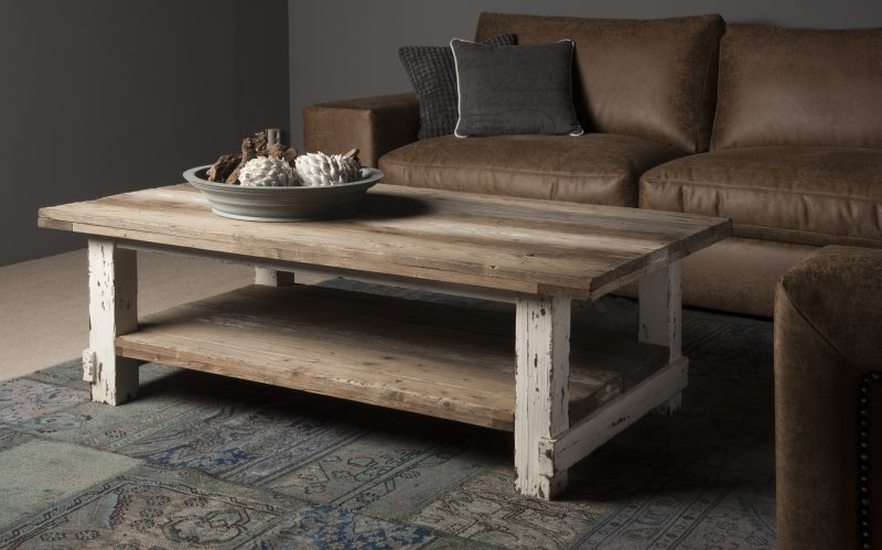 Koffietafel Daan witte grijze Vintage-Look 140cm Towerliving