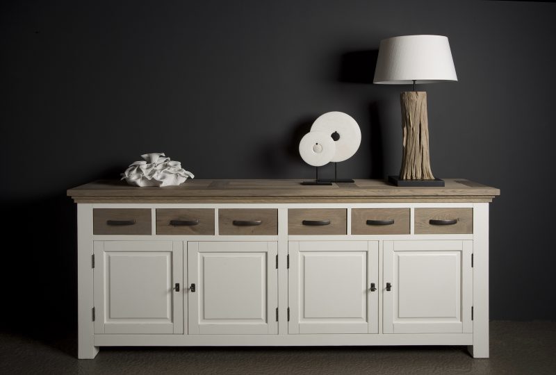 Dressoir Parma / Toscane Wit Met Eikenhout 220cm