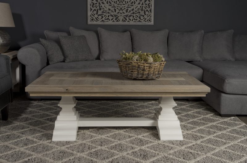 Kloostersalontafel Toscane Parma Wit Met Eikenhout 135cm
