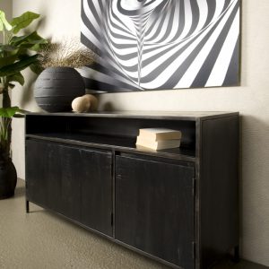 Dressoir Paterno Zwart Mango Hout 155cm Towerliving