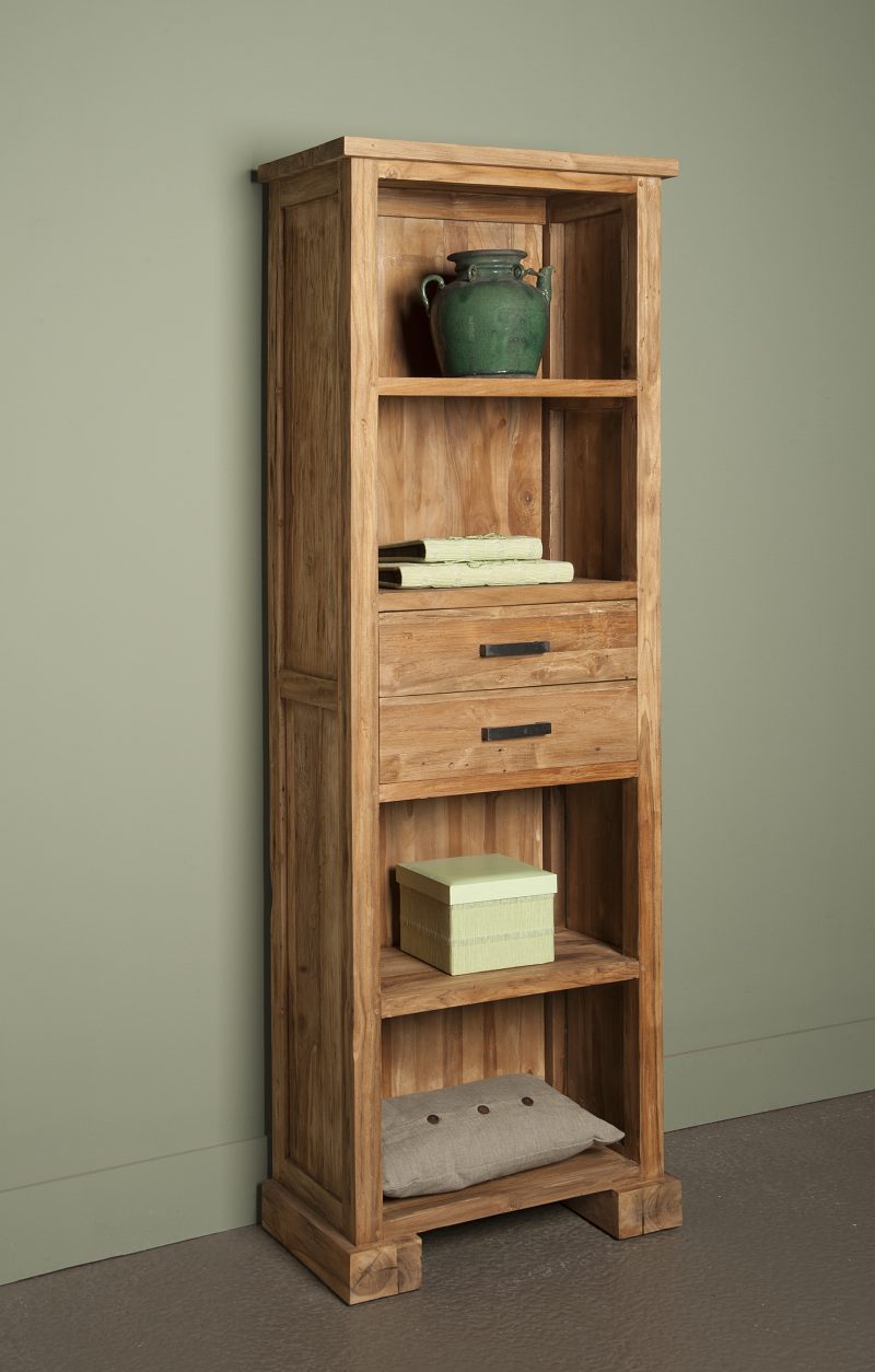 Boekenkast Lorenzo Gerecycled Teakhout 65cm Towerliving