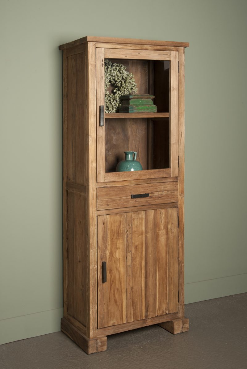 Vitrinekast Lorenzo Gerecycled Teakhout 75cm Towerliving