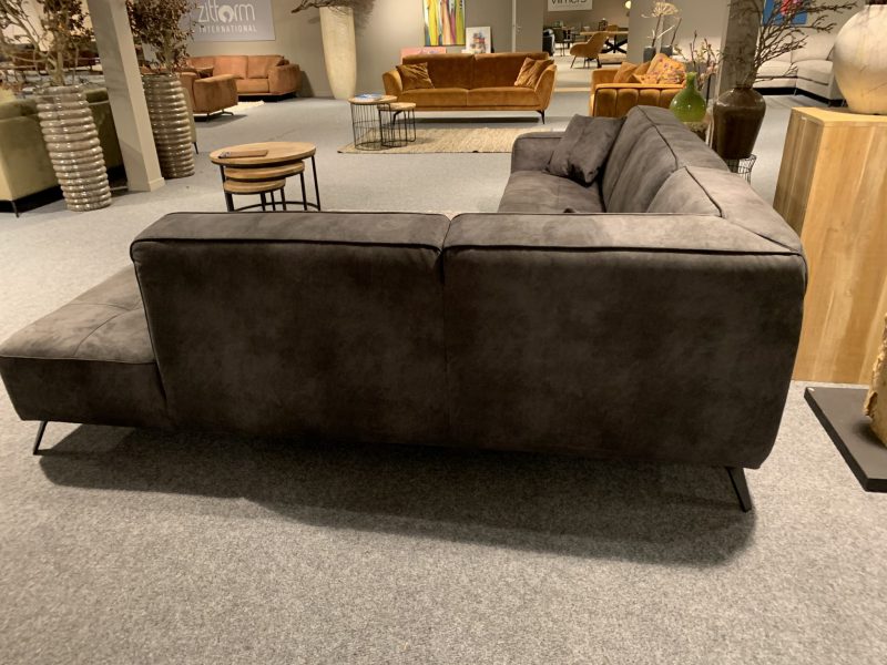 Bank met lounge Croco Met Ottomaan Hufterproof leder Graphite