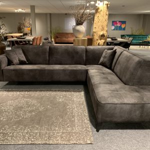 Bank met lounge Croco Met Ottomaan Hufterproof leder Graphite