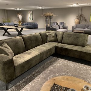 Bank met lounge Croco Met Ottomaan Hufterproof leder Moss Groen